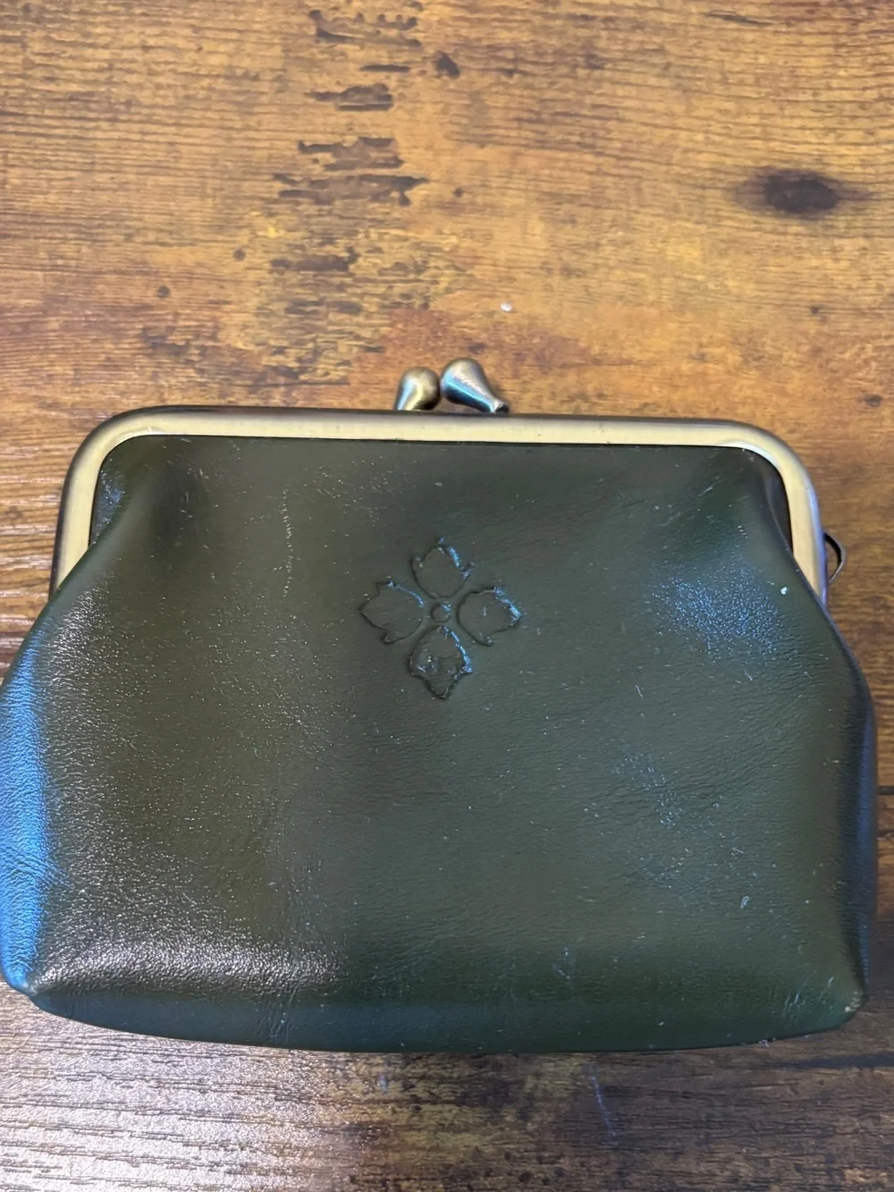 Patricia Nash Kisslock CoinWallet Leather Green